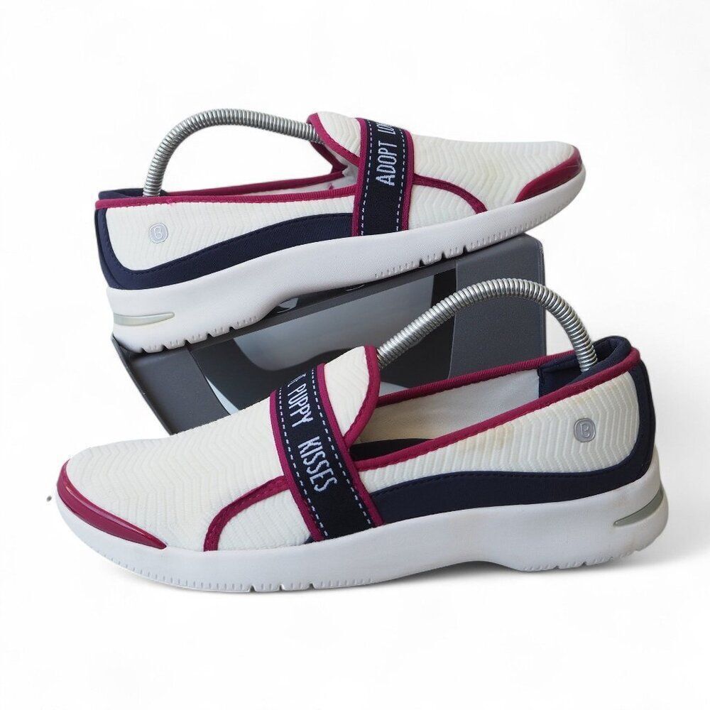 BZees Attraction "Adopt Love Puppy Kisses" Slip-on Loafers White Blue Women's 10
